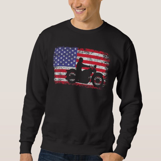 American Flag Biker Motorcycle Sweatshirt (Front)