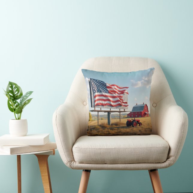 American Flag Billboard On the Farm Cushion (Chair)