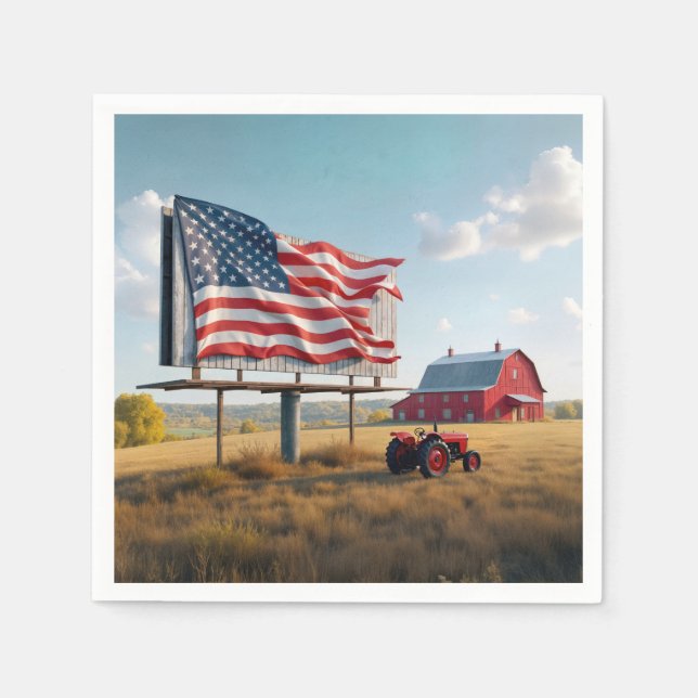 American Flag Billboard On the Farm Napkin (Front)