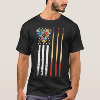 American Flag Billiard Pool Player Billiard Lover T-Shirt