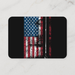 American Flag Billiard Stick Cute Table Game Funny Business Card