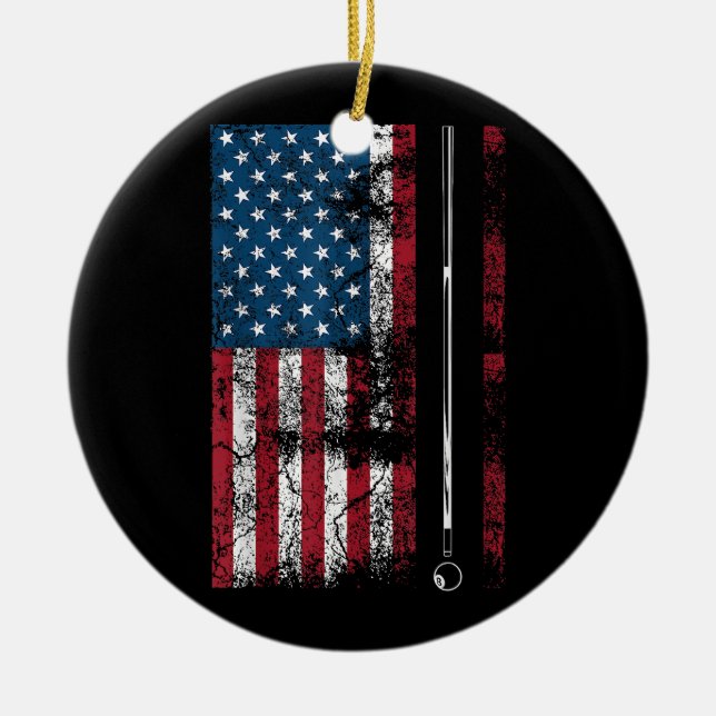 American Flag Billiard Stick Cute Table Game Funny Ceramic Tree Decoration (Front)
