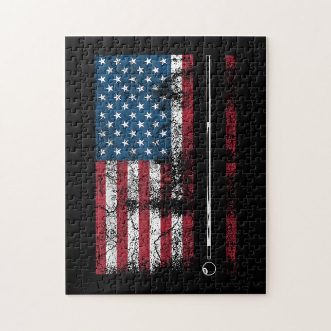American Flag Billiard Stick Cute Table Game Funny Jigsaw Puzzle (Vertical)