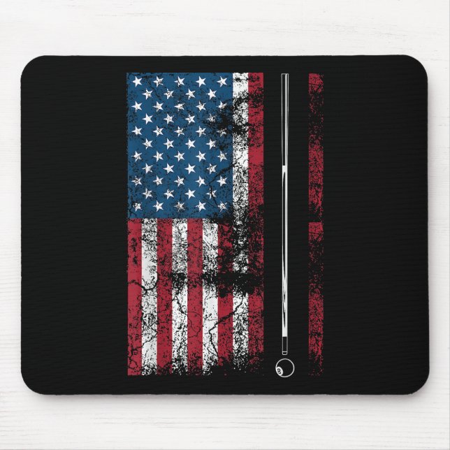 American Flag Billiard Stick Cute Table Game Funny Mouse Pad (Front)