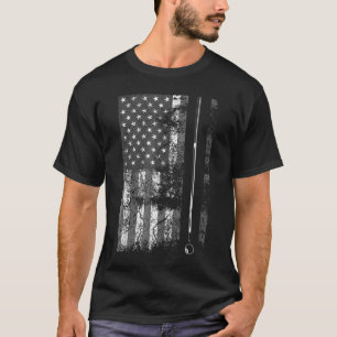 American Flag Billiard Stick Cute Table Game Funny T-Shirt