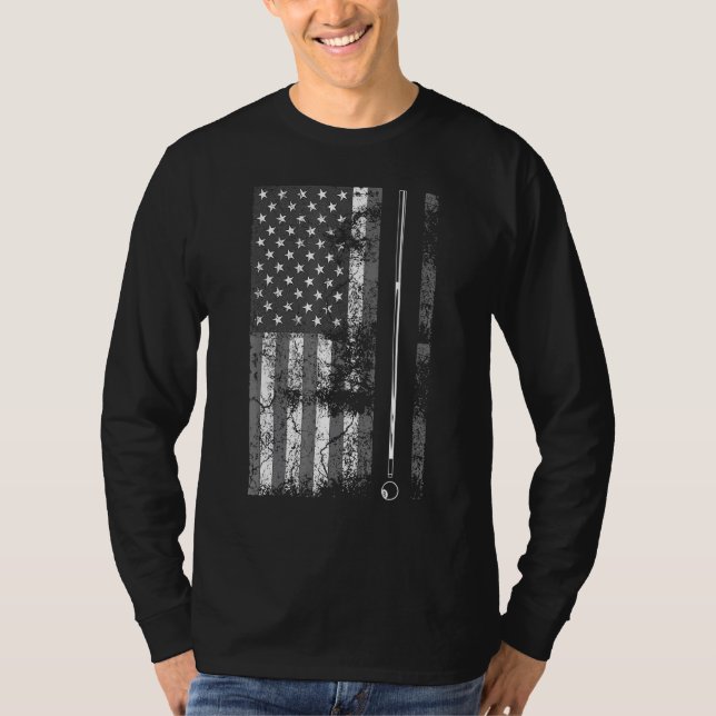 American Flag Billiard Stick Table Game USA T-Shirt (Front)