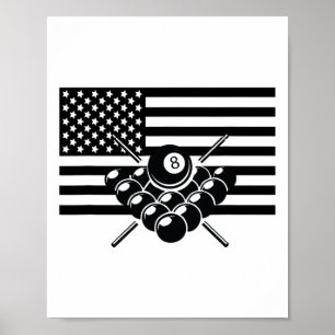 American Flag Billiards Apparel - Billiards  Poster