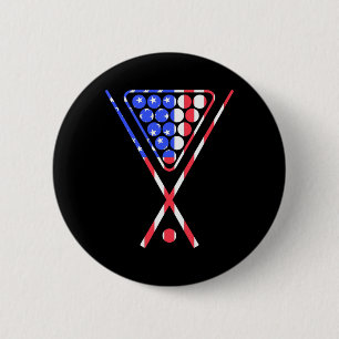 American Flag Billiards Pool Cue And Rack Design G 6 Cm Round Badge