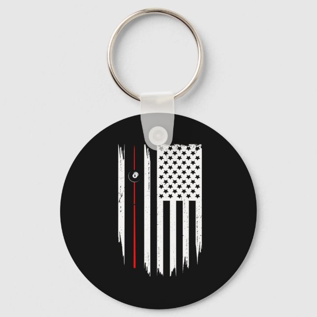 American Flag Billiards Pool Player Apparel - Bill Key Ring (Front)