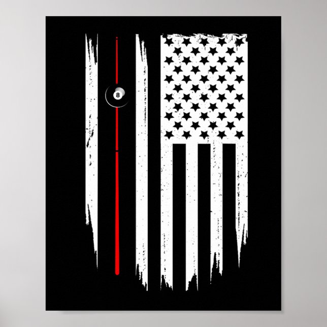 American Flag Billiards Pool Player Apparel - Bill Poster (Front)