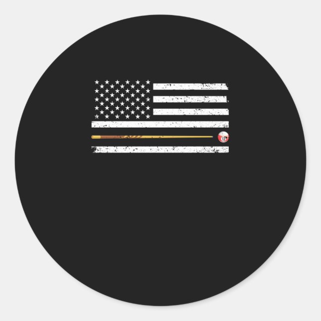 American flag billiards pool player USA Classic Round Sticker (Front)
