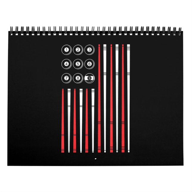 American Flag Billiards Shooting Pool Calendar (Cover)