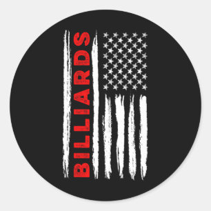American Flag Billiards Usa Men Women Us Flag Classic Round Sticker