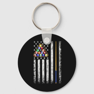 American Flag Billiards Vintage Pool Player Key Ring