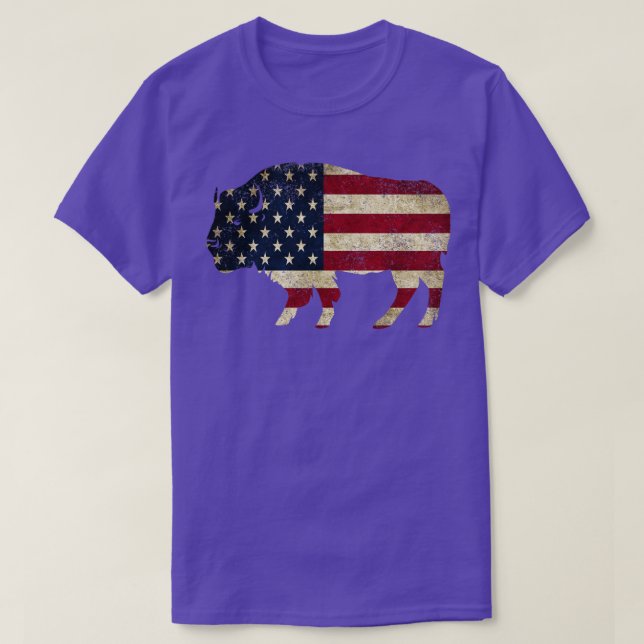 American Flag Bison T-Shirt (Design Front)