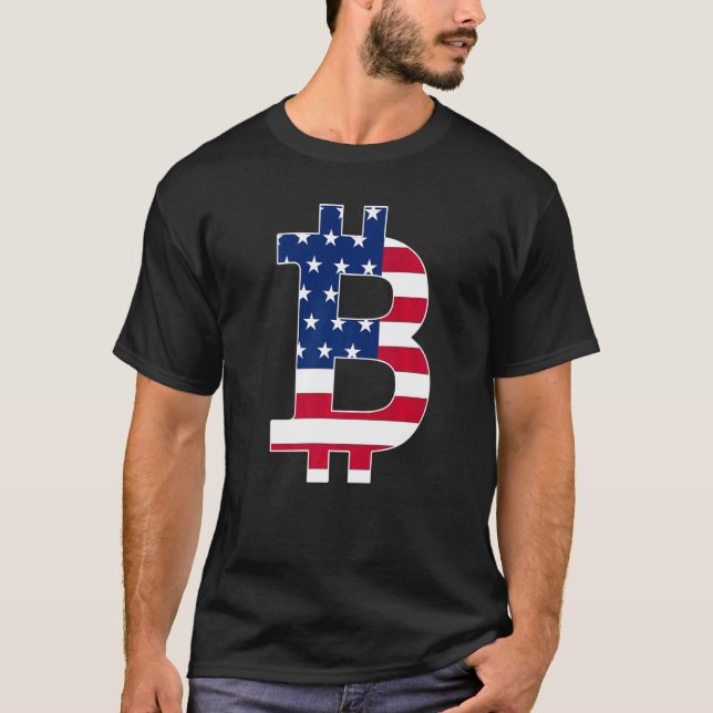 American Flag Bitcoin BTC Crypto Mens Saying T-Shirt (Front)