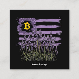 American Flag Bitcoin BTC Revolution Funny Crypto Square Business Card