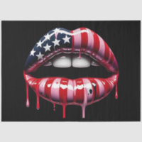 American Flag Biting Lips Decoupage