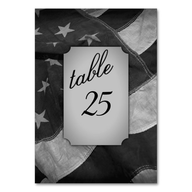 American Flag Black and White Table Number (Front)