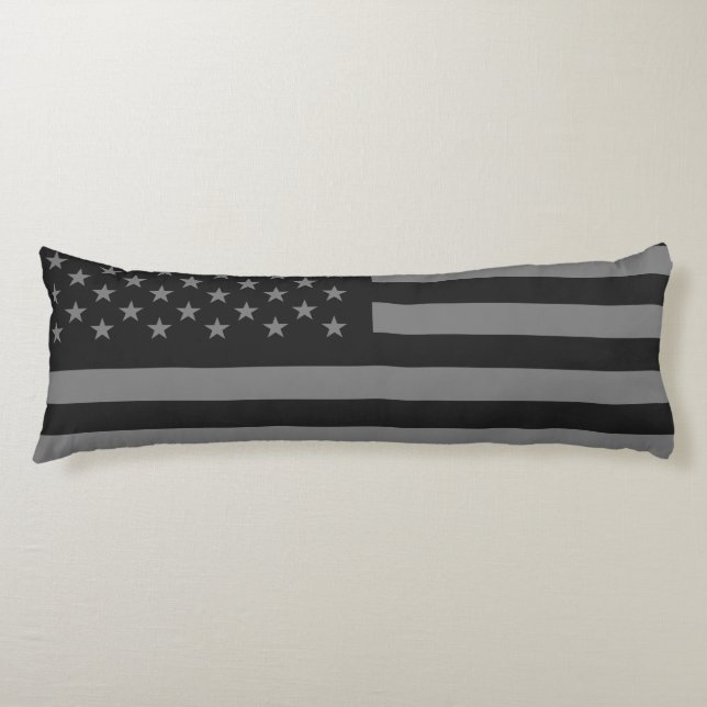 American Flag Black Grey Body Cushion (Front)