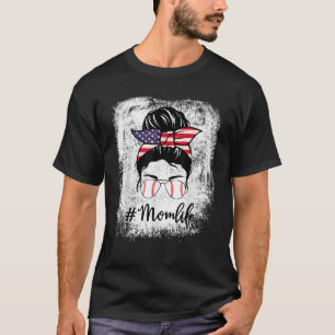 American Flag Bleached Baseball Softball Mum Life T-Shirt