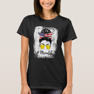 American Flag Bleached Softball Fastpitch Mum Life T-Shirt