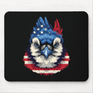 American Flag Blue Jay Patriotic Bird Face 4th Of Mouse Pad
