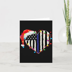 American Flag Blue Line Santa Hat Lice Christmas P Card