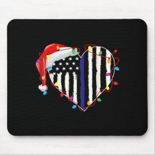 American Flag Blue Line Santa Hat Lice Christmas P Mouse Pad