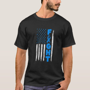 American Flag Blue Ribbon Fight Diabetes Awareness T-Shirt