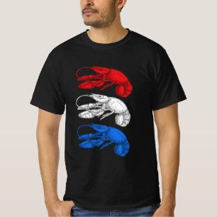 American Flag Blue White Red Cool Lobsters 4th Of  T-Shirt