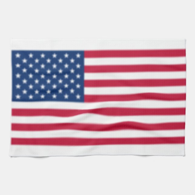 American Flag Blurred Tea Towel (Horizontal)