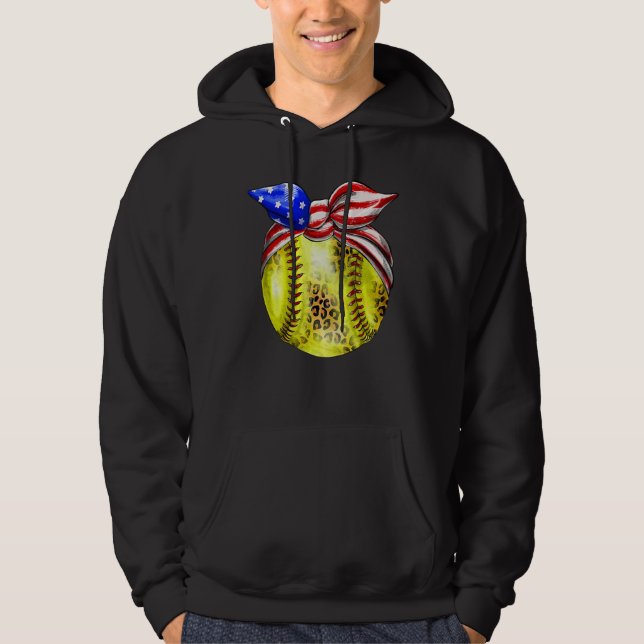 American Flag Bnadana Baseball Red White Blue 4th  Hoodie (Front)