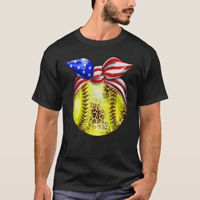 American Flag Bnadana Baseball Red White Blue 4th  T-Shirt (Front)
