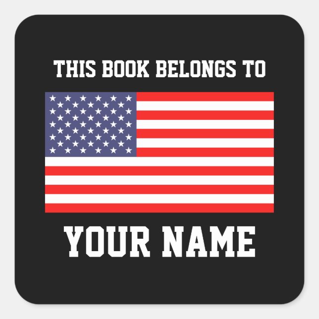 American flag bookplate sticker for school books (Front)