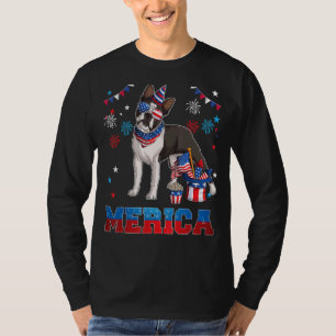 American Flag Boston Terrier Dog 4th Of July Patri T-Shirt
