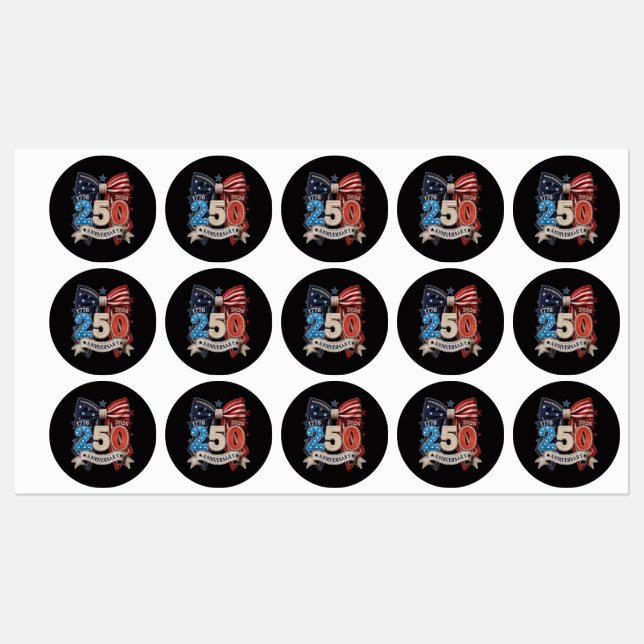 American Flag Bow 250th Anniversary Patriotic  (Sheet)
