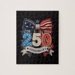 American Flag Bow 250th Anniversary Patriotic  Jigsaw Puzzle