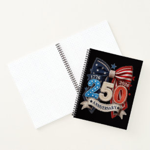 American Flag Bow 250th Anniversary Patriotic Notebook