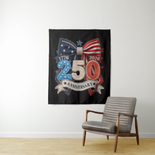 American Flag Bow 250th Anniversary Patriotic Tapestry