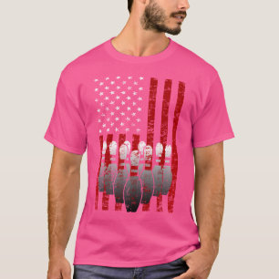 American Flag Bowling Pins Patriotic Bowler T-Shirt