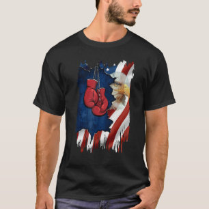 American Flag Boxer  Boxing  For Mens 4th July Day T-Shirt