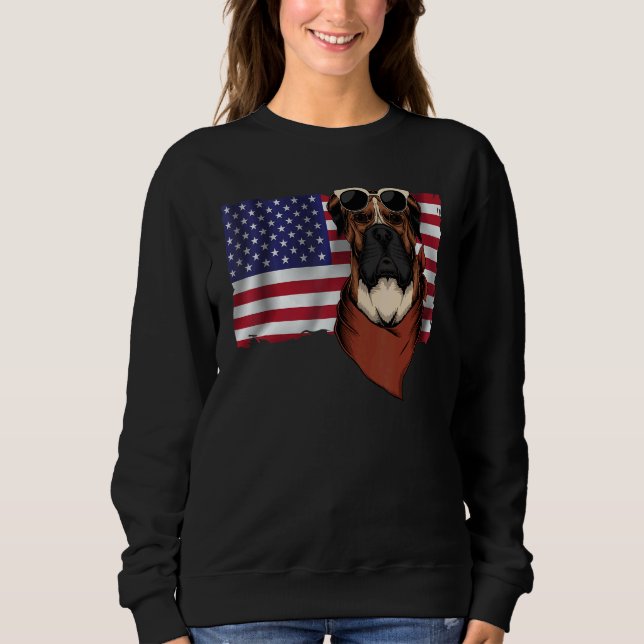 American Flag Boxer Dog   Dad Mom Flag 4th Of July Sweatshirt (Front)