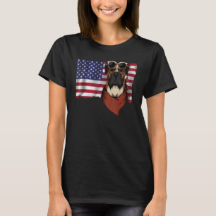 American Flag Boxer Dog   Dad Mom Flag 4th Of July T-Shirt