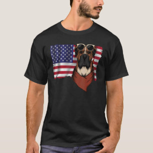 American Flag Boxer Dog   Dad Mum Flag 4th Of July T-Shirt