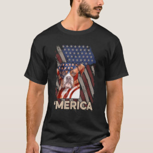 American Flag Boxer Patriotic Dog 4th Of July Prou T-Shirt