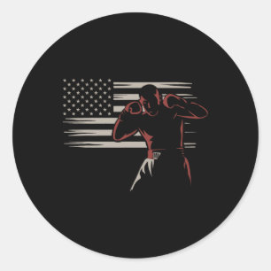 American Flag Boxer Vintage Style Boxing Enthusias Classic Round Sticker