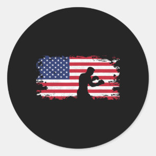 American Flag Boxing Apparel - Boxer Boxing Women Classic Round Sticker