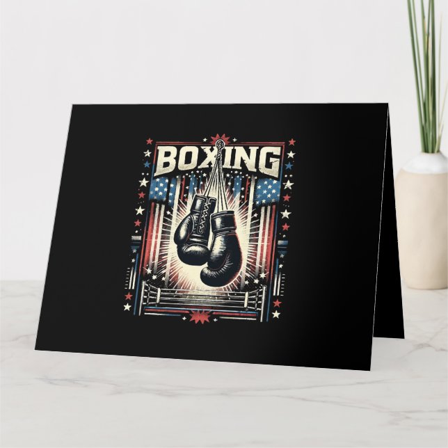American Flag Boxing Distressed - Boxer Vintage Bo Card (Front)