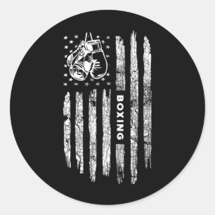 American Flag Boxing Distressed - Boxer Vintage Bo Classic Round Sticker